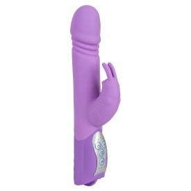 Фиолетовый вибратор Push Vibrator с возвратно-поступательными движениями - 25 см.